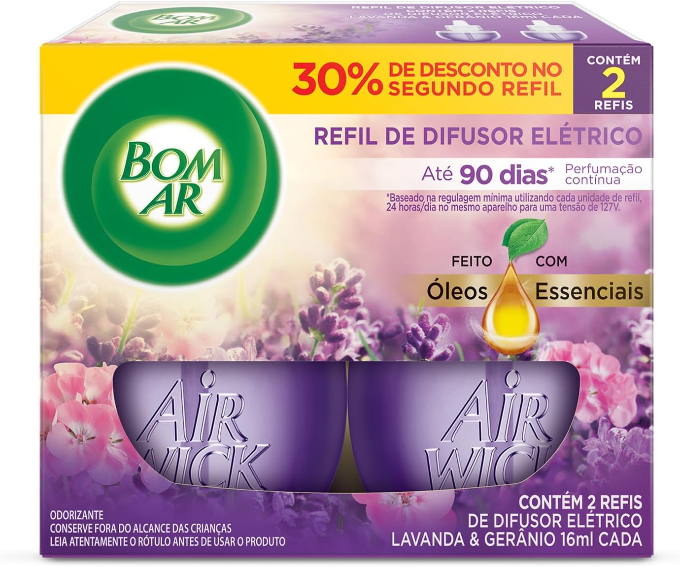 Bom Ar - Refil Difusor Elétrico Lavanda, embalagem promocional.