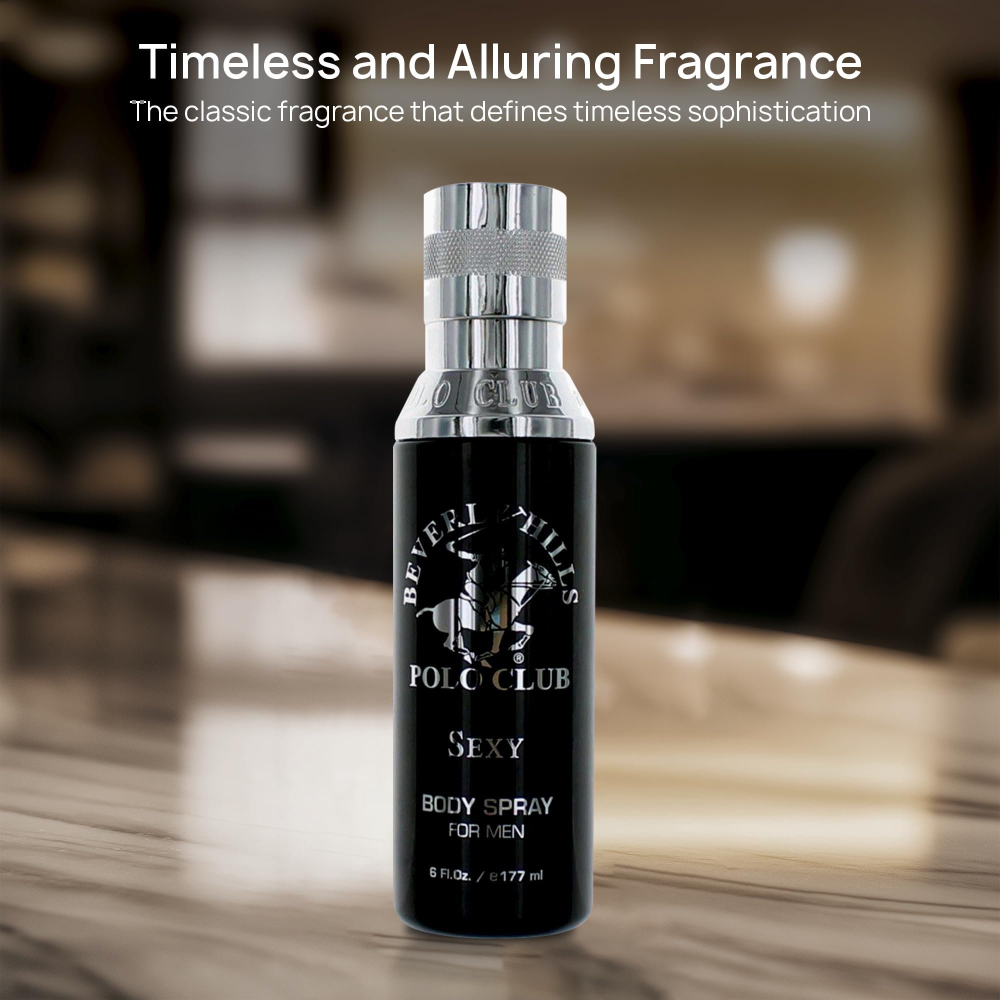 Beverly Hills Polo Club Body Spray for Men - BHPC Sexy for Men - Oriental, Woody, Fresh & Masculine Scent - Long Lasting Cologne Body Mist - Ideal Gift for Him, 6oz