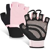 sunnex Weight Lifting Gloves with Extended Wrist Support - High-Grip Silicone Padded Gym Gloves for Men &amp; Women, Breathable Fingerless Workout Gloves for Pull Ups, Training &amp; Powerlifting (Black)