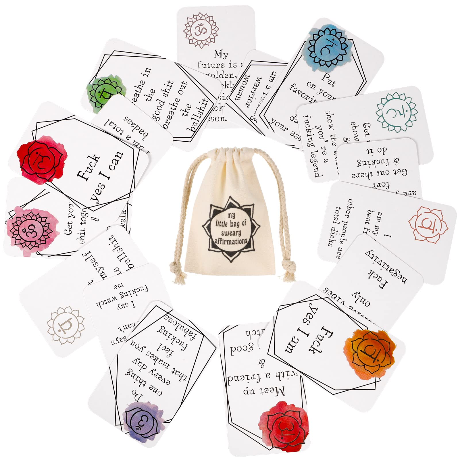 Dacitiery 16Pcs Funny Affirmation Card Gift, Sweary Affirmation Cards, Positivity Affirmation Cards, My Little Bag of Sweary Affirmation Cards, Self Encouragement Confirmation Card