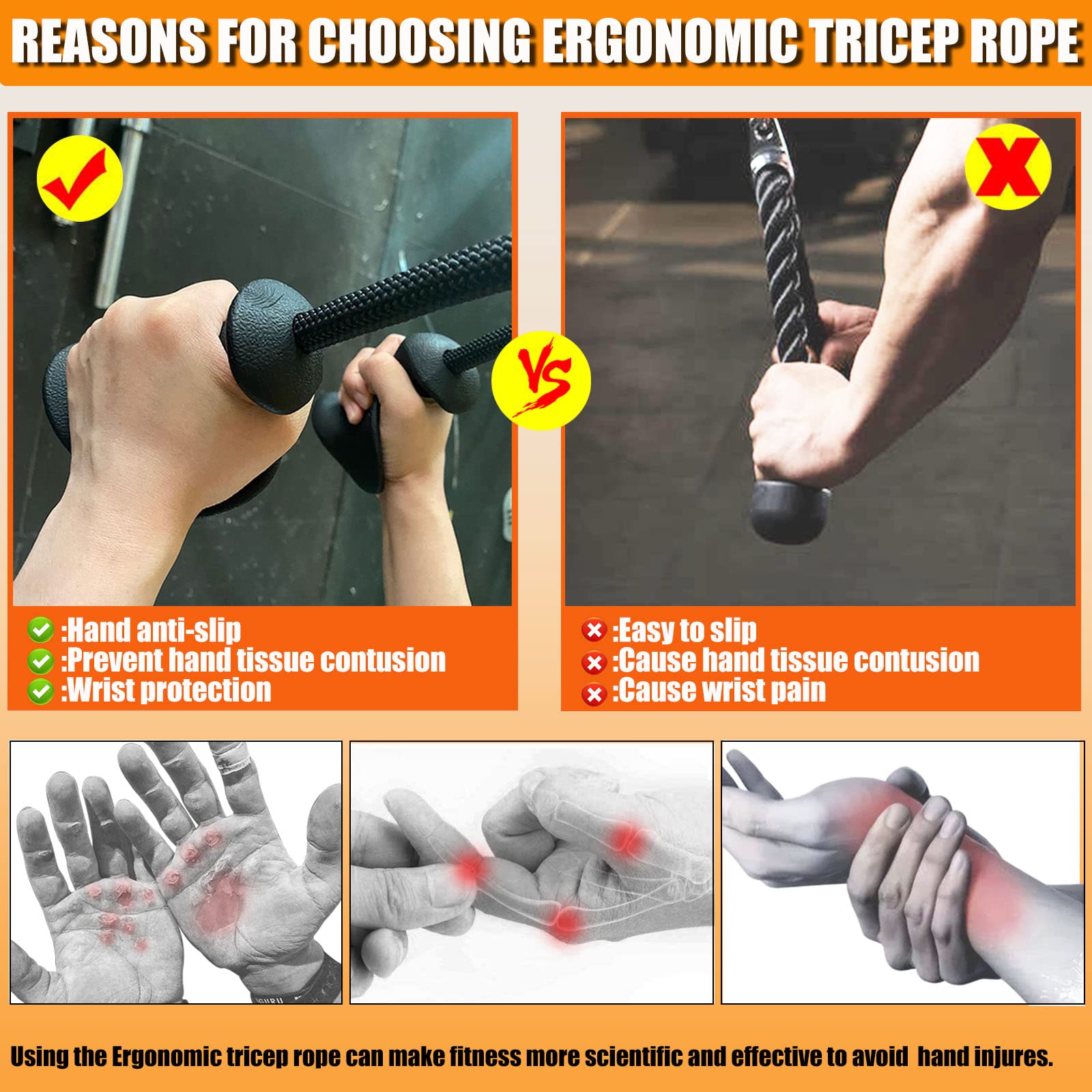 Mua Ergonomic Tricep Rope Pulldown Attachments, Upgraded 27 32 40 & 47 ...