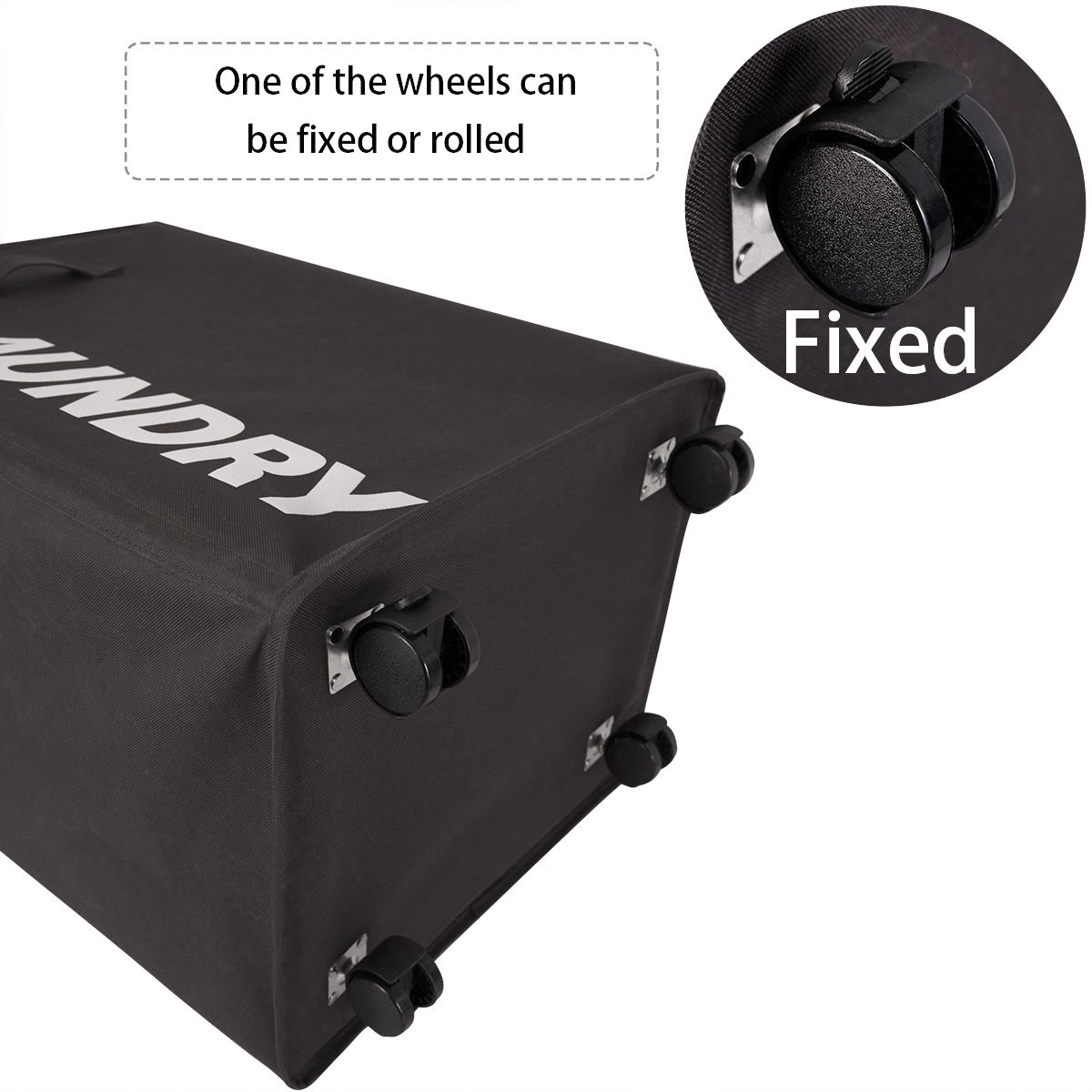 WOWLIVE Rolling Collapsible Laundry Hamper Foldable Tall Rectangular Laundry Basket with Wheels Waterproof Corner Standing Baby Home Organizer Storage Bin (Chocolate brown)