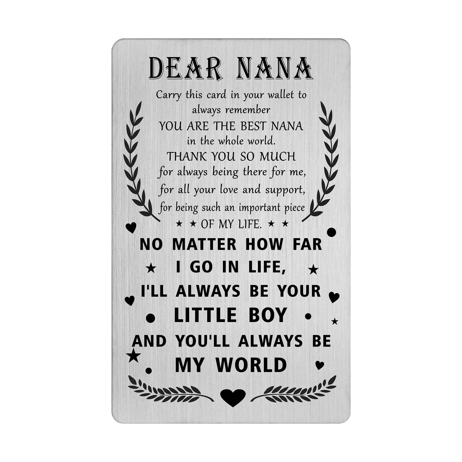 Mothers Day Card for Nana from Grandson - Great Nana Wallet Card - I Love You Nana Gifts from Grandson