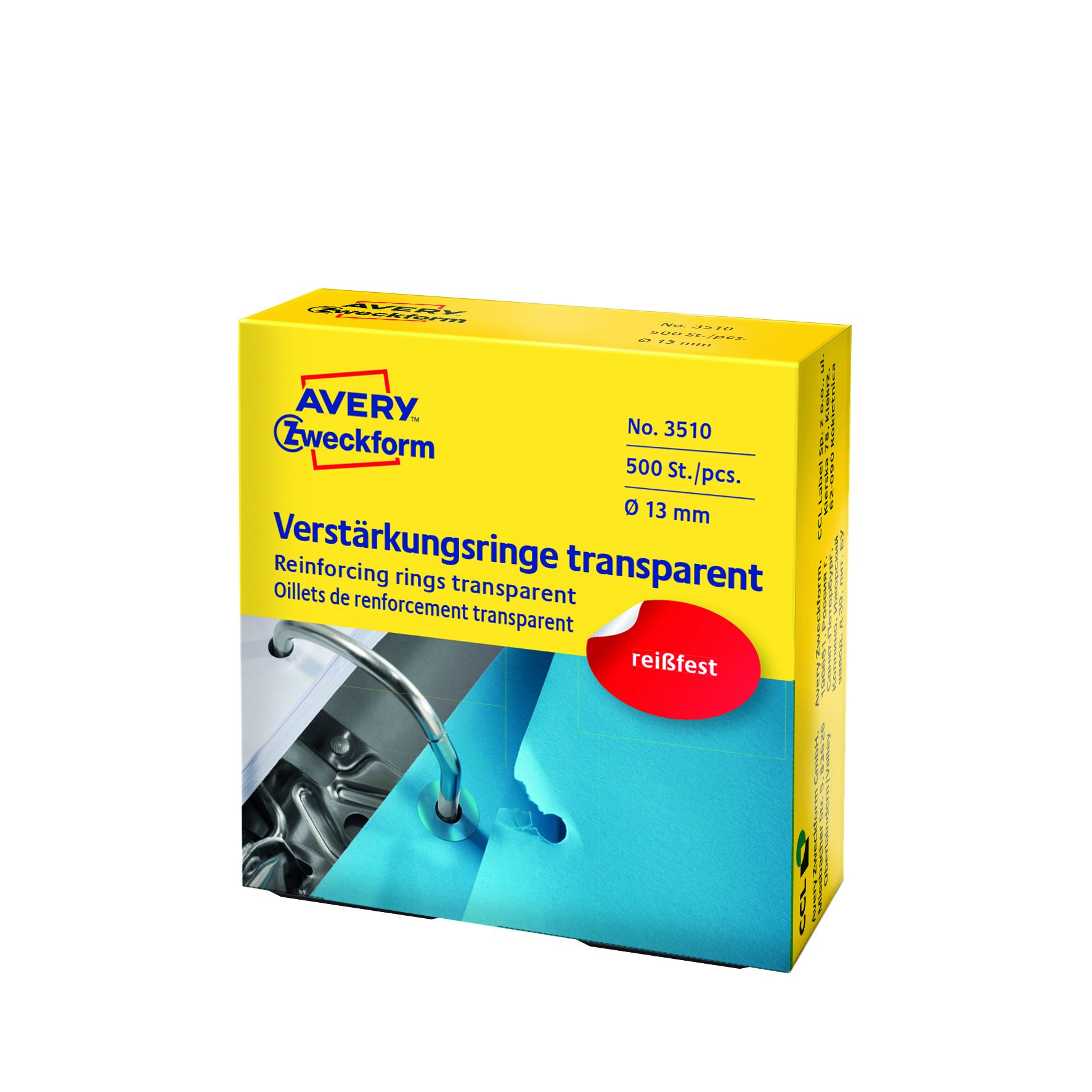 Avery Zweckform 3508 Support Rings (Diameter of 13 mm) 500 Stück Transparent