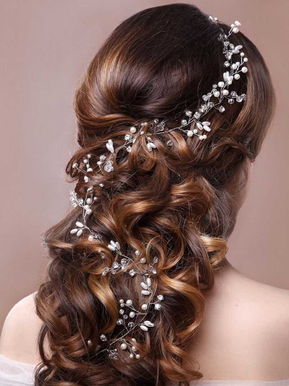 Amazon Com Unicra Bride Wedding Hair Vine Pearl Hair Piece Gold