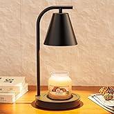 Hong-in Candle Warmer Lamp - with Timer & Dimmer, Modern Home Decor House Warming Gifts Wax Melt Warmer for Jar Candles with 2 Bulbs, Cozy Birthday Gift for Women Mom (Black)