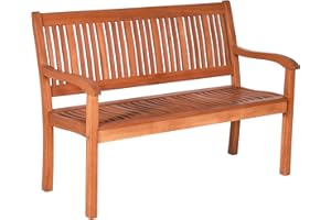 Tangkula Outdoor Wood Garden Bench, 50" W Solid Wood Patio Park Bench with Dense Slatted Backrest & Seat, Curved Armrest, Large Wooden Loveseat Bench for Deck, Porch, Poolside, Yard & Balcony