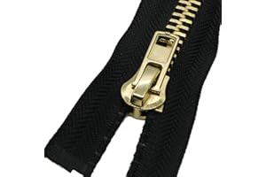 Leekayer #10 30 Inch Metal Zipper Brass Separating Jacket Zipper Heavy Duty Metal Zippers for Jackets Sewing Coats Crafts (30" Brass)