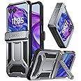Poetic Spartan Case for Motorola Moto Razr + Plus 2024/Moto Razr+ Plus 2025,[Kickstand][Hinge Protection], Full-Body Rugged Shockproof Protective Cover with Kickstand, Metallic Gun Metal