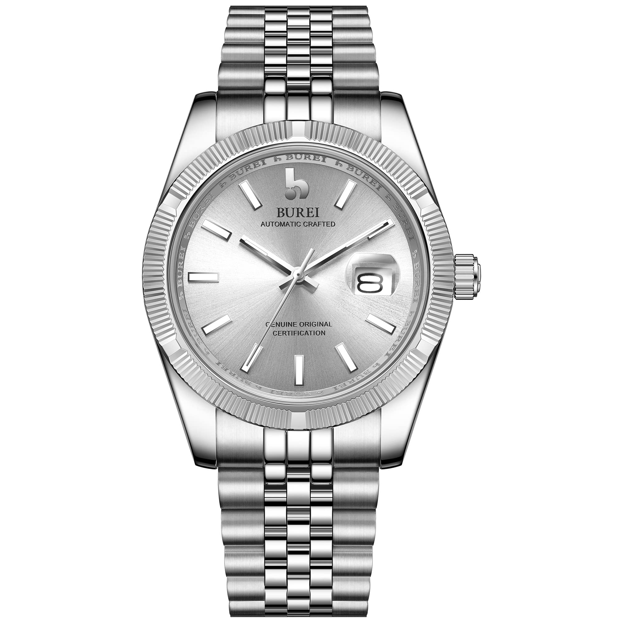 BUREI Men's Automatic Mechanical Watch Luxury Business Waterproof Stainless Steel Watches for Men, Self-Winding