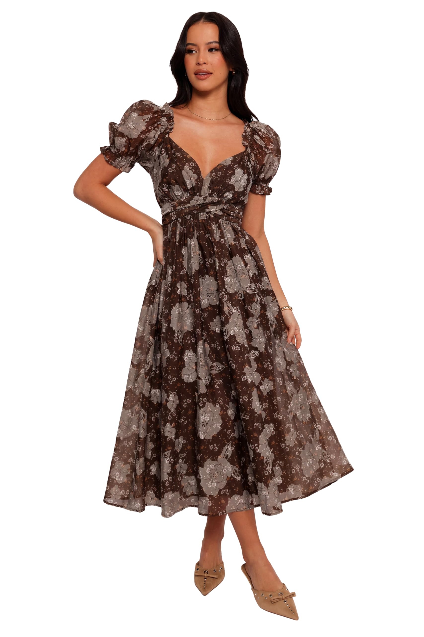 Petal & Pup Women’s Farryn Maxi Dress-Brown/Grey