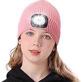 MELASA LED Beanie for Kids, USB Rechargeable Hand Free Hat with Light Winter Night Gifts for Kids Boys Girls in Dark Outdoor