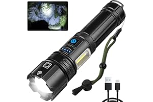 SKNSL Flashlights High Lumens Rechargeable - 900,000 Lumen LED Flashlight 7 Modes with COB Work Light, IPX7 Waterproof, Flash Light high lumens for Emergencies, Camping, Hiking