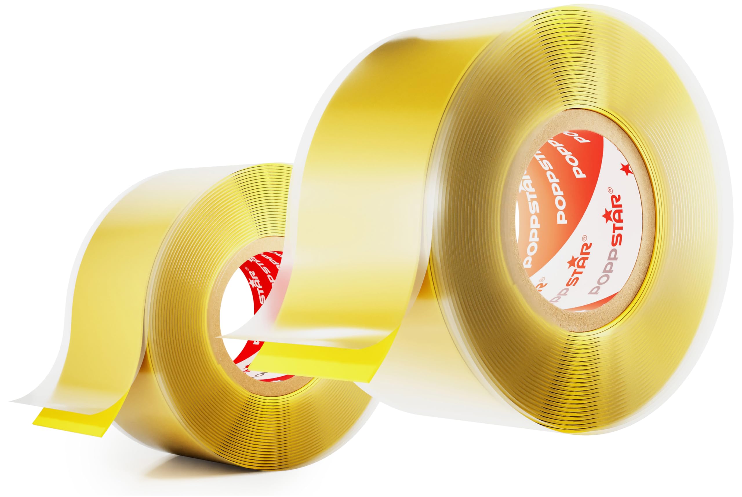 POPPSTAR Self-Fusing Silicone Band, Silicone Tape, 3m x25mm, Sealing & Insulating Strip (water-tight, air-tight), yellow, 2 Rolls
