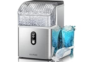 Kismile Nugget Ice Maker Countertop, 35 lbs/Day, Stainless Steel | Portable Sonic Ice Maker & Pebble Ice Machine, First Ice i