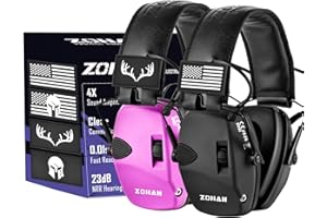ZOHAN Electronic Shooting Earmuffs with Patches, Hearing Protection for Shooters, 23dB NRR Gun Range Ear Protection