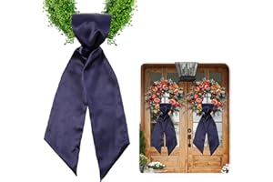 FUCIBT 2 Pack Wreath Sash for Front Door, Navy Blue Blank Sash for Monogram Embroidery, Front Door Porch Decor, Wreath Accessories, 5'' L x 54'' W, Navy Blue (2)