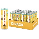 Protein Pop - Ready to Drink Clear Protein Shakes | 22g of Protein - Whey Protein Isolate Non-Carbonated - Zero Sugar (Pi&ntilde;a Colada - 12 fl oz, 12 cans)