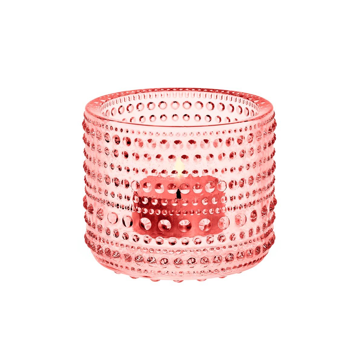 Iittala Kivi glass votive lantern, 1 unit, Glass, Salmon Pink, 8.1 x 8.1 x 6.4 cm
