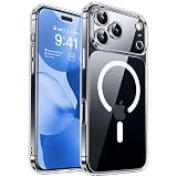 CANSHN Magnetic Compatible with iPhone 17 Pro Case Clear, Upgraded [Full Camera Protection] [Compatible with Magsafe] Non-Yellowing Protective Shockproof Bumper Phone Cover 6.3 Inch - Clear