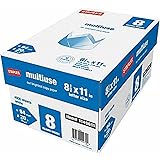 Multiuse Multipurpose Copy Fax Inkjet & Laser Printer Paper, 8 1/2" x 11" Letter Size, 94 Bright White, 20 lb. Density, 500 sheets per ream; 8 reams per case (total of 4,000 sheets)