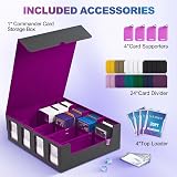 UAONO Trading Card Storage Box 2400+ MTG Deck Box with 4 Top Loader Black Purple view 3