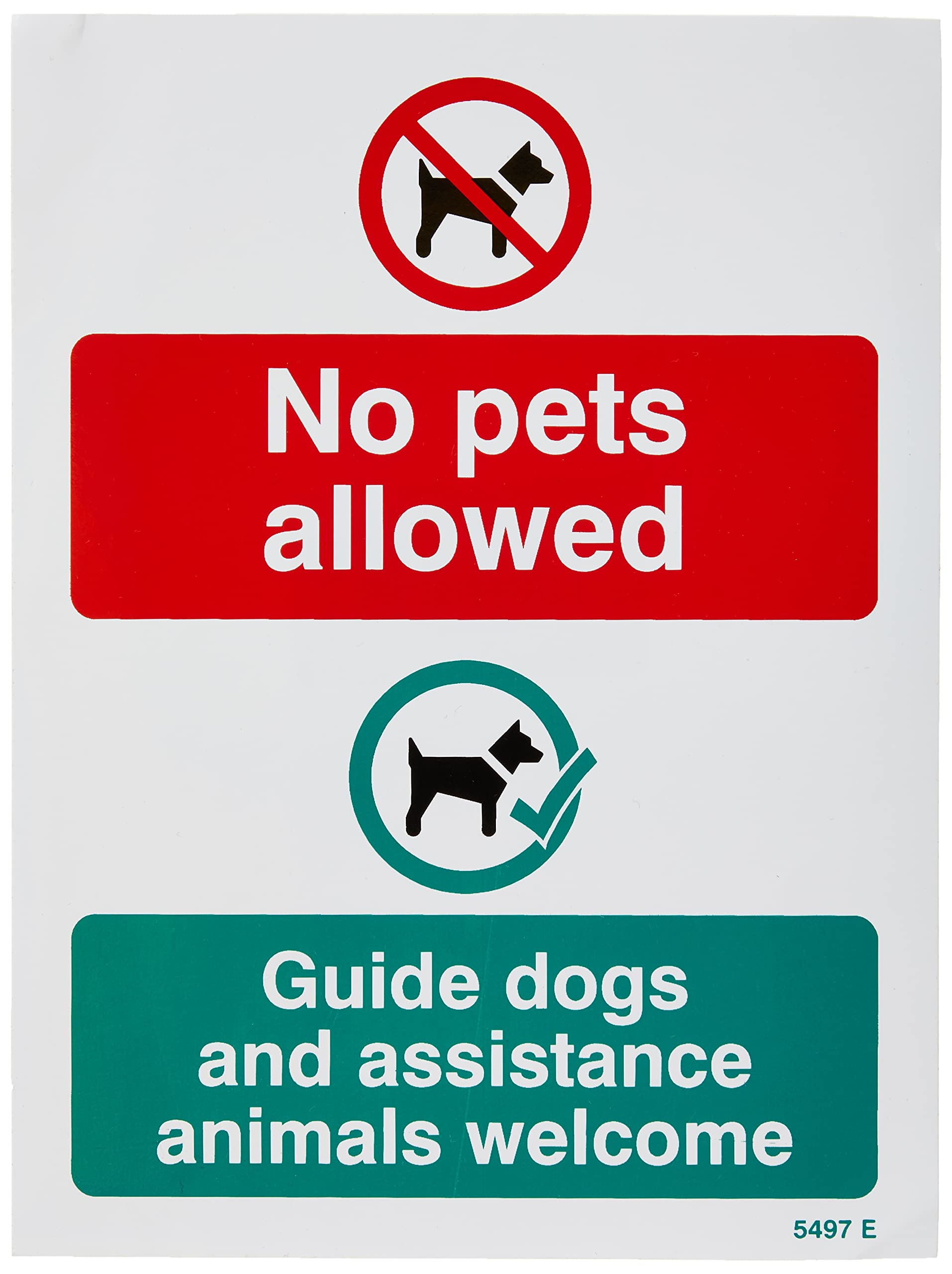 Caledonia Signs 25497E No pets allowed Guide dogs and assistance animals welcome Self Adhesive Vinyl Sign, Blue, 200.0 mm x 0.1 mm x 150.0 mm
