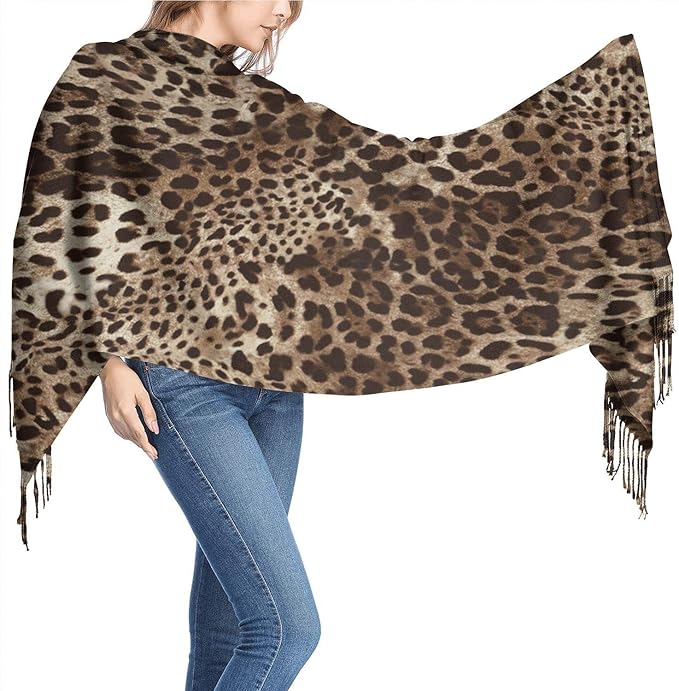 Leopard Pattern Animal Print Womens Cashmere Shawl Scarves Scarfs for