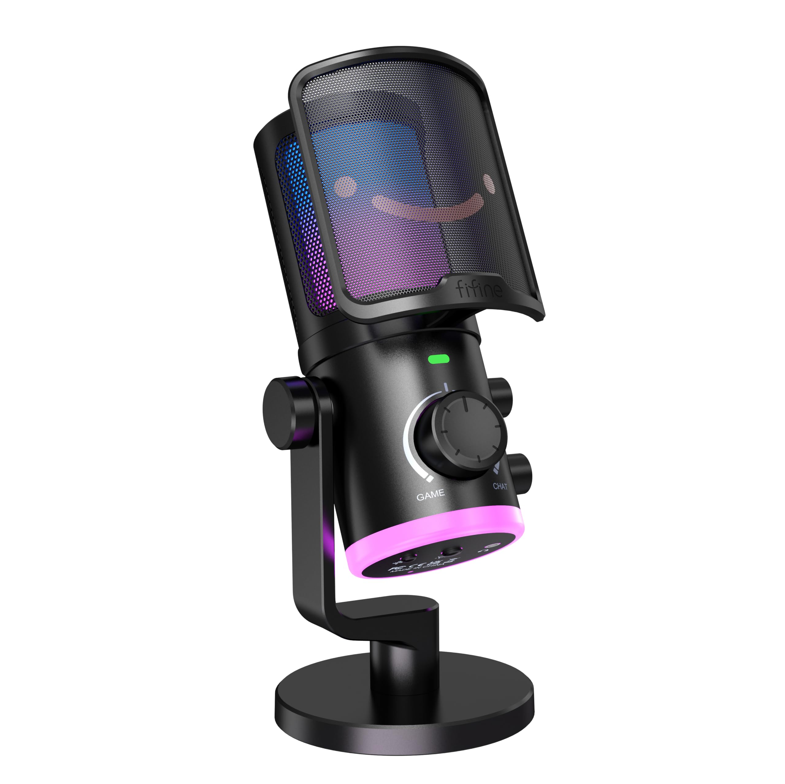 FIFINE Active Noise Cancellation Microphone with Dual Output DAC for Gaming,USB PC Streaming Podcast Mic with RGB Control, Tap-to-Mute, Computer Condenser Mic for Game Chat, YouTube Video, Voice-AM6