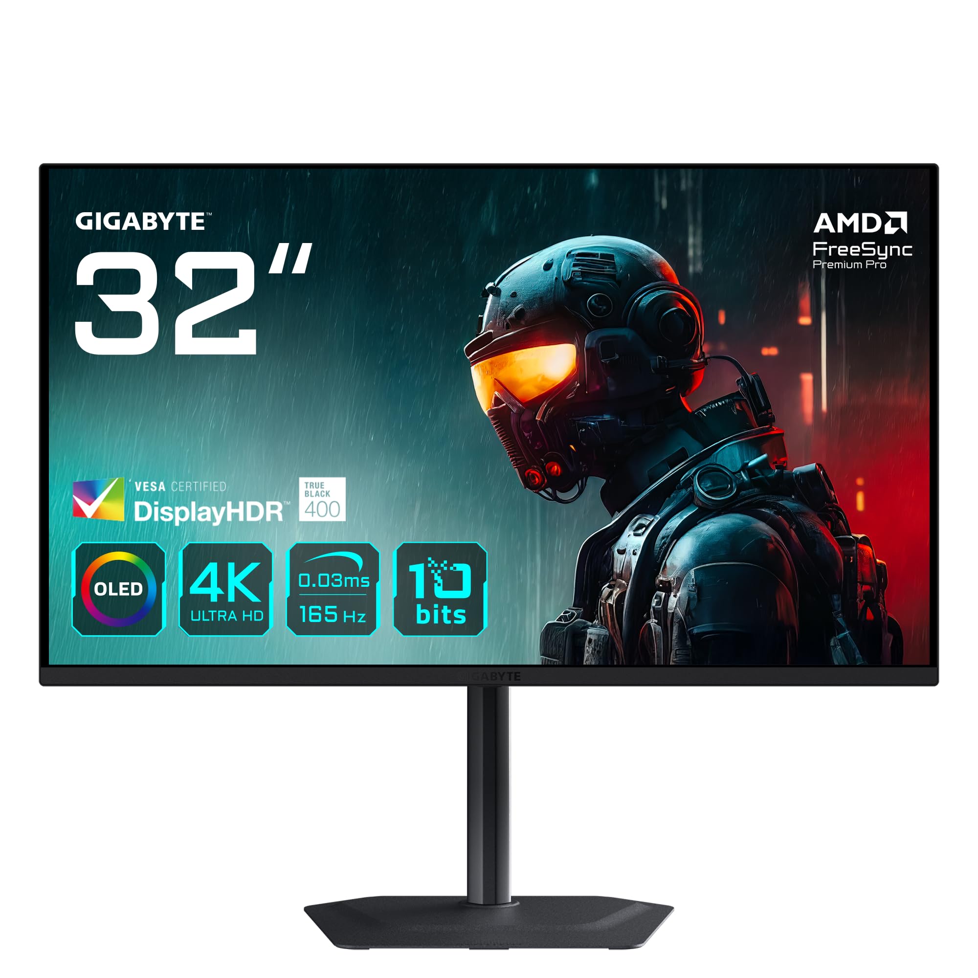 Gigabyte MO32U 31,5" OLED 4K UHD Gaming Monitor - 3840 x 2160, 165Hz, 0.03ms, 250 cd/m², Display HDR True Black 400, HDMI 2.1, DisplayPort 1.4