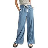 Sidefeel Women's Wide Leg Baggy Jeans High Waisted Elastic Waist Loose Fit Drawstring Long Denim Pants