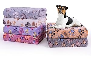 Dono 1 Pack 6 Dog Blanket, Soft Fluffy Fleece Puppy Blanket for Small Medium Large Dogs Girl, Pink Paw Print Puppy Dog Cat Warm Sleep Mat Blankets Essentials for Dogs