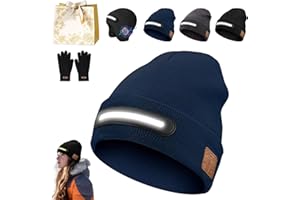 Rechargeable Bluetooth Beanie Hat with Light, TR-BTD3 Smart Bluetooth Beanie with 3-Stage LED Lighting Xmas Gift