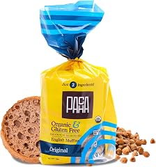 Pacha Buckwheat English Muffins: Original - Certified Organic, Gluten-Free, Vegan, Sprouted, Sandwich Bun, Burger Bun - 13 OZ