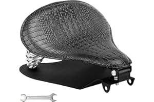 DgNeLai Motorcycle Solo Drive Seat Black Crocodile Leather Bobber Cushion with Mounting Seatbase Spring Bracket Kit Replacement for Harley Davidson Sportster XL 1200 883 48 Chopper Custom