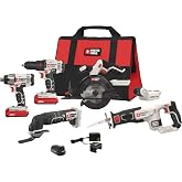 PORTER-CABLE 20V MAX* 6 Tools Combo Kit Cordless Drill Set, Impact Driver, Circular Saw, Reciprocating Saw, Oscillating Tool, Cutting Blade, Flashlight and USB Charger (PCCK617L6)