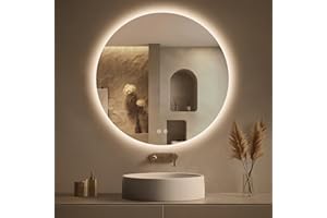 LOVESPEJO 30 Inch Round Backlit Bathroom Mirror with Lights, Circle LED Mirror for Bathroom, Fogless, Stepless Dimmable, 3 Color Changing, Memory, IP54, Shatter-Proof