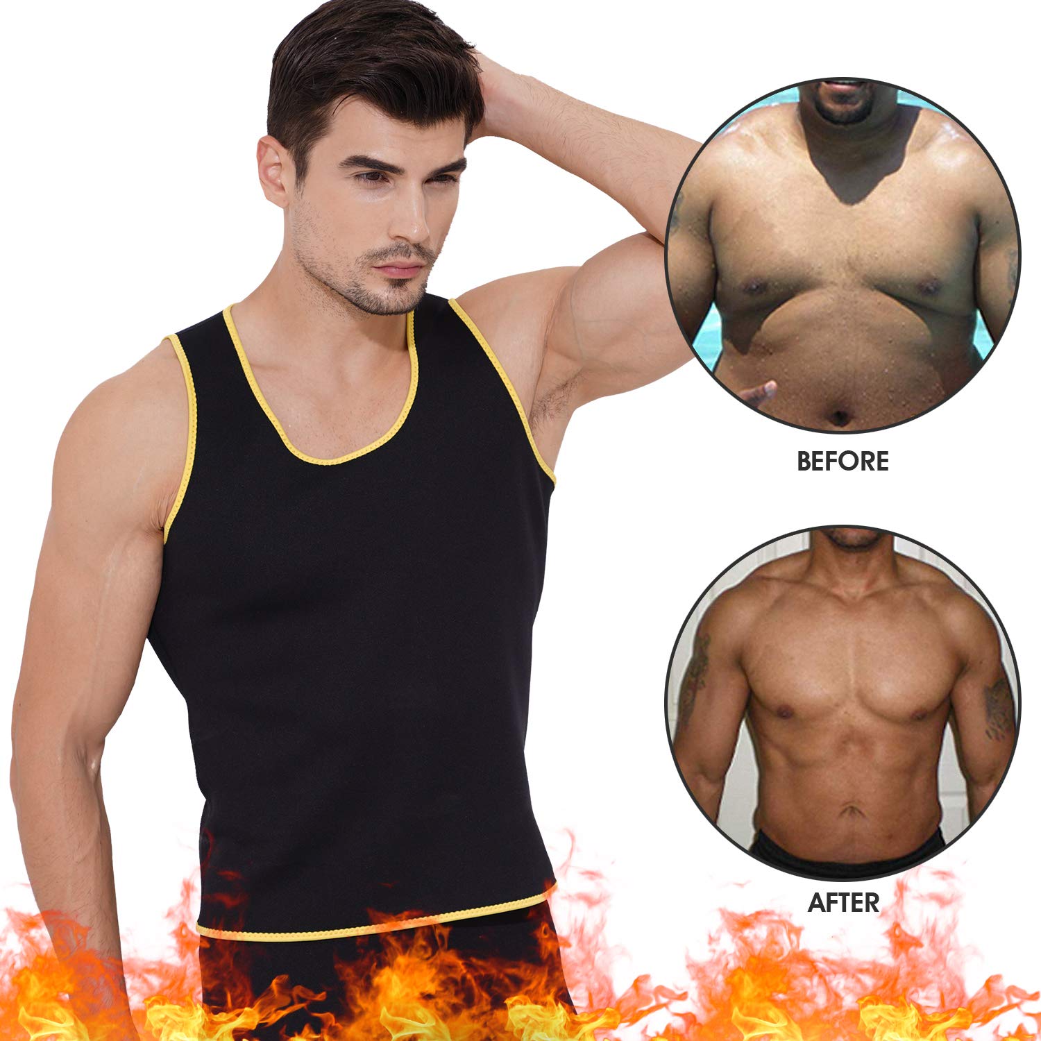 Gowhods Sauna Sweat Vest for Men - Burn Fat Fast, Better Shaping, Quickly Absorb Sweat, Professional Gym Clothing for Running,Lifting,Crossfit Workouts - XL