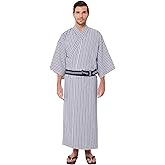 Koremono Mens Tatekan Yukata, Lightweight Summer Robe, 100% Cotton, Made in Japan