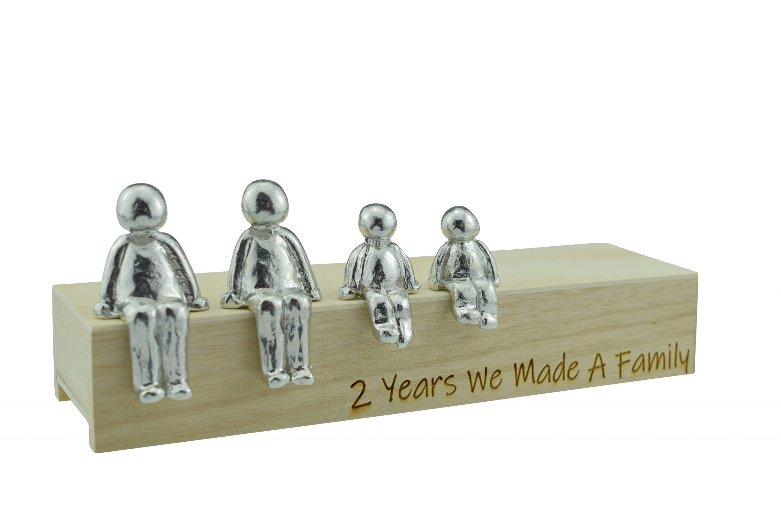 Pirantin 2nd Anniversary Idea - 2 Years We Made A Family Metal Ornament - Choose Your Family Combination Box & Woodgrain May Vary(2 Children)