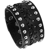 Eigso Vintage Retro Punk Braceler Wide Belt Wristband PU Leather Snap Button Clasp for Men Women
