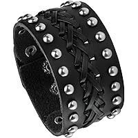 Amazon.com: Eigso Punk Leather Cuff Studded Bracelet for Men