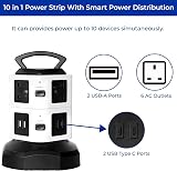 Ackly Tower Extension Lead with USB Ports 2 USB-C 4 Outlets 2m Surge Protected view 2