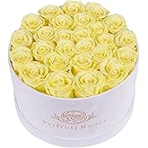 Prifroti 27 Roses in a Luxury Suede Box, Mother Day Flowers Gifts for Mom, Preserved Flowers for Her, Birthday Gifts for Women, Yellow