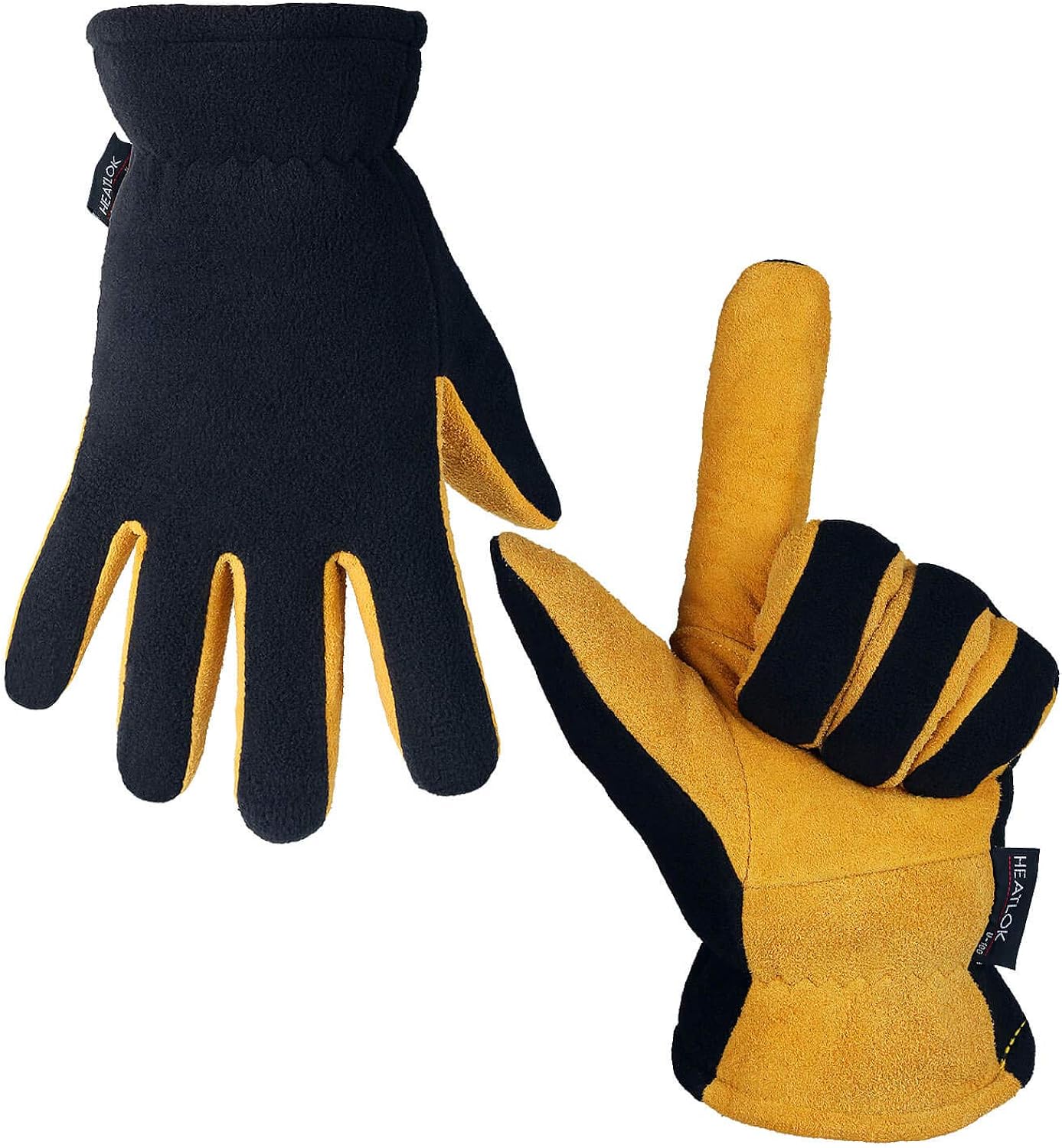 OZERO Winter Gloves -20 °F Cold Proof Deerskin Suede Leather Thermal Work Glove Warm Polar Fleece Heatlok Insulated Cotton - Hands Warmer in Cold Weather for Women and Men : Clothing