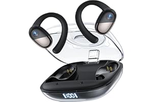 Selouj Open Ear Headphones, Bluetooth Headphones, Wireless Earbuds with Smart Digital Display, Premium Sound, IPX7 Waterproof, 30H Playtime, Ultra-Comfort, Lightweight, Wireless Headphones