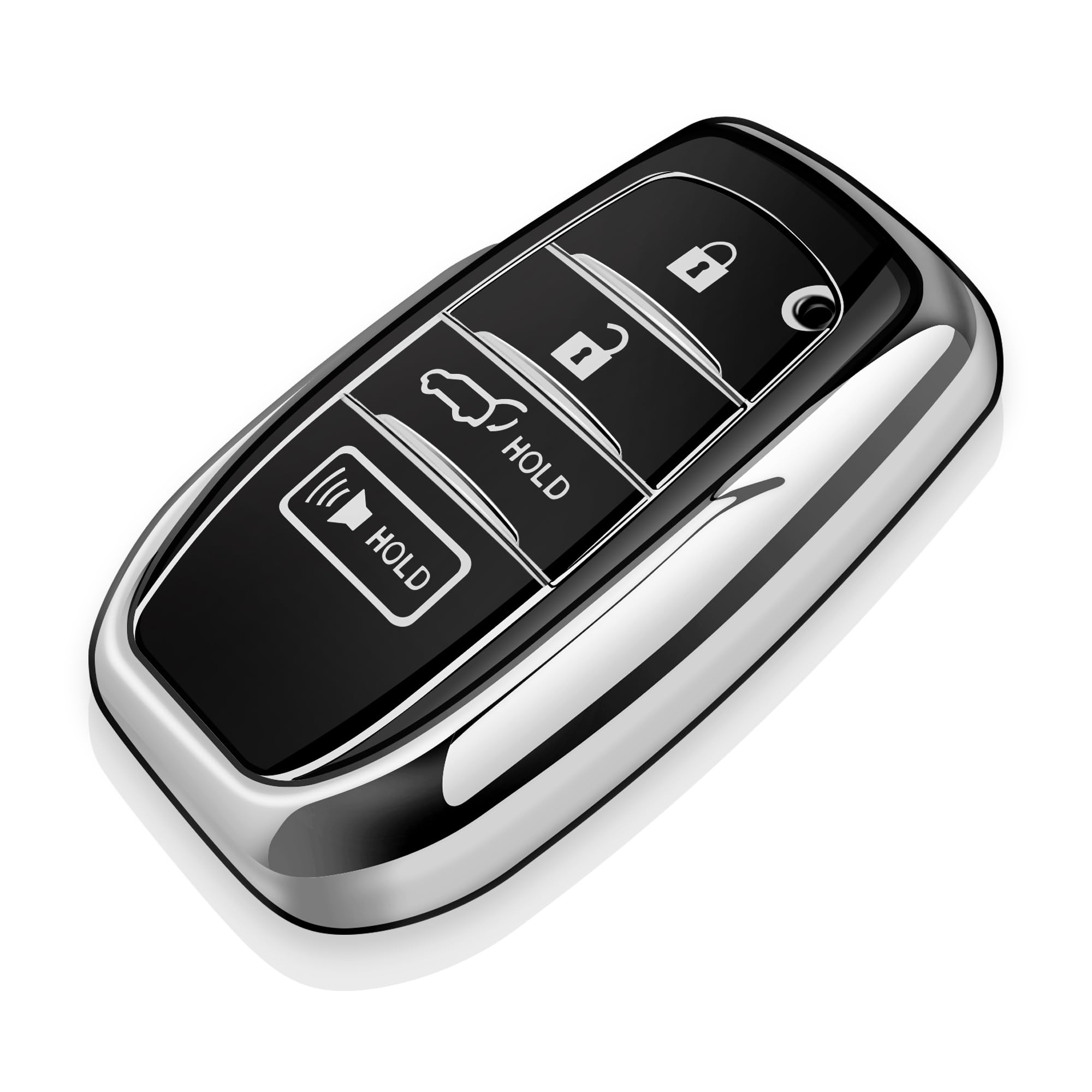 Photo 1 of Tukellen for Toyota Key Fob Cover Soft TPU Full Protection Key Case fit for 2025 Camry 2019-2024 Venza, RAV4 Prime, Land Cruiser, Fortuner, Grand Highlander, Corolla Cross, Hilux 4-5 Buttons (Silver)