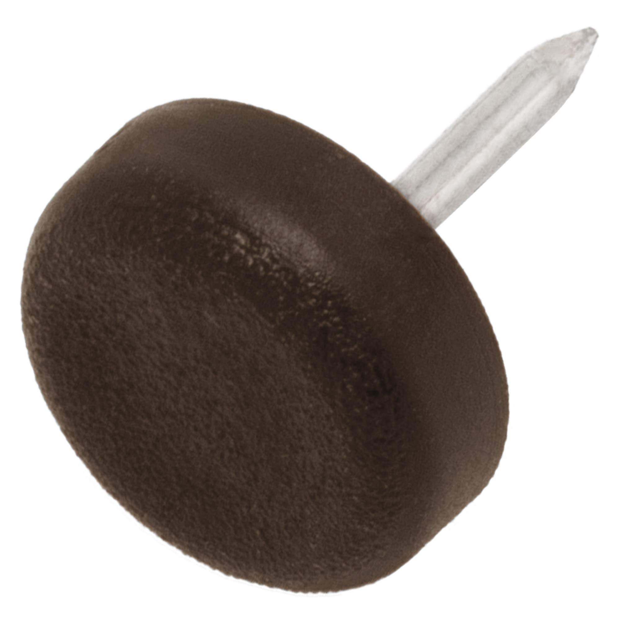 Adsamm® / 16 x Glides in plastic with nail | Ø 0,59'' (Ø 15 mm) | brown | round | Premium quality furniture sliders with nail by Adsamm®