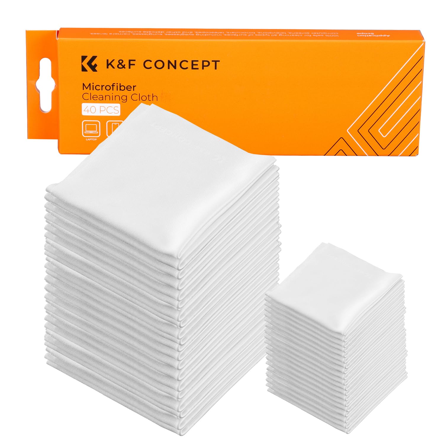 K&F CONCEPT Microfiber Cleaning Cloths - 40 Pack Lens Cleaning Cloth for Cleaning Camera Lenses, Glasses, Screens, Cameras, Eyeglasses, Tablets... Washable