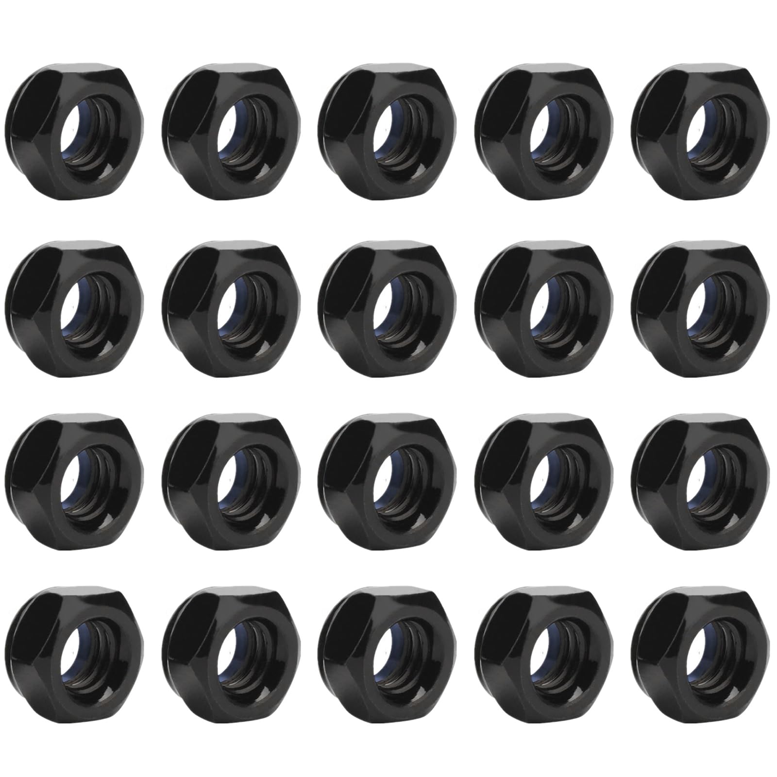 20 Pcs M8 Black Locking Nuts Stainless Steel Threaded Insert Hex Nuts for Bolts Screws Components
